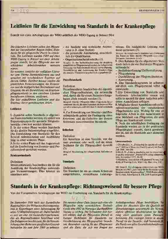Vorschauseite 1: Standards in der Krankenpflege: Richtungsweisend für bessere Pflege