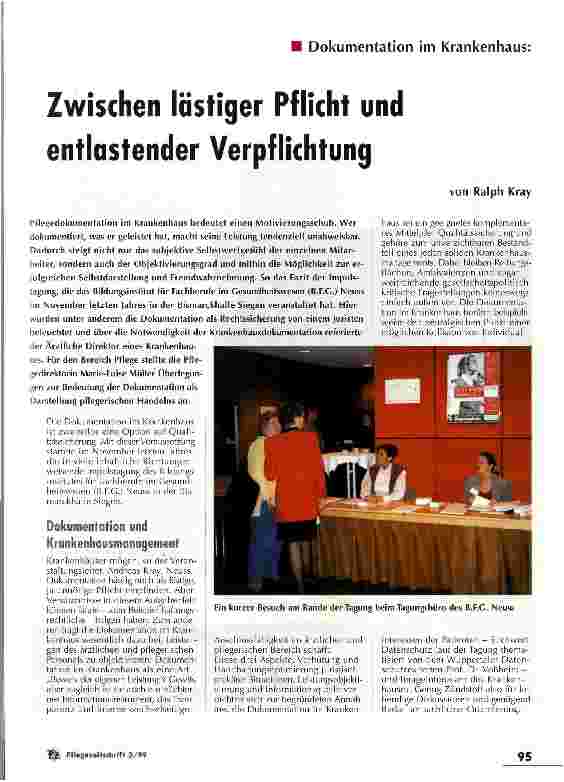 Vorschauseite 1: Dokumentation im Krankenhaus: Zwischen lästiger Pflicht und entlastender Verpflichtung
