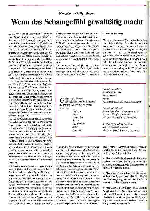 Vorschauseite 1: Wenn das Schamgefühl gewalttätig macht Menschen würdig pflegen