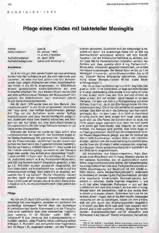 Vorschauseite 1: Pflege eines Kindes mit bakterieller Meningitis