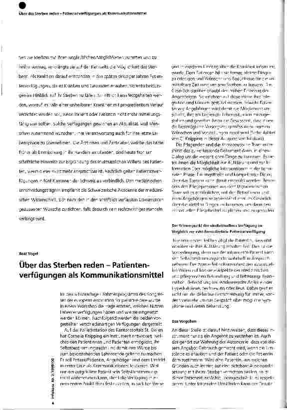 Vorschauseite 1: Über das Sterben reden - Patientenverfügungen als Kommunikationsmittel