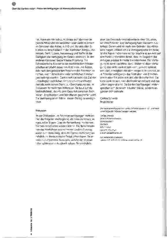 Vorschauseite 3: Über das Sterben reden - Patientenverfügungen als Kommunikationsmittel