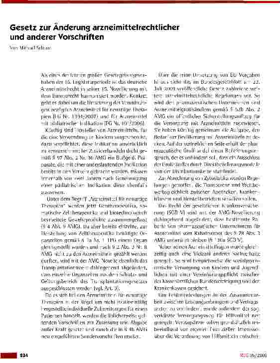 Vorschauseite 1: Gesetz zur Änderung arzneimittelrechtlicher und anderer Vorschriften
