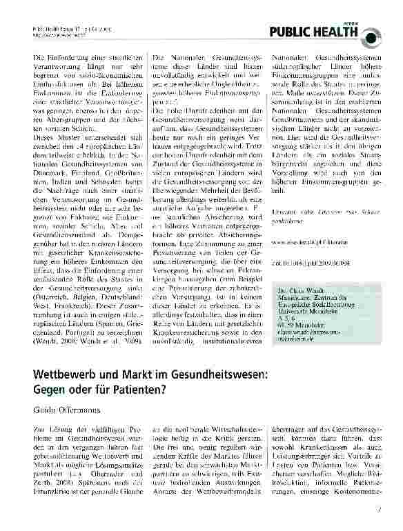 Vorschauseite 3: Vertrauen der Bürgerinnen und Bürger in ihre Gesundheitssysteme