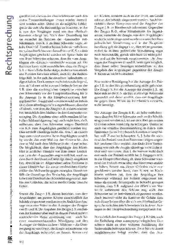 Vorschauseite 6: Das Eincremen von 9 bzw. 10-jährigen Mädchen an der Scheide mit medizinischer Salbe stellt einen sexuellen Missbrauch von Kindern dar