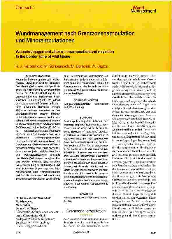 Vorschauseite 1: Wundmanagement nach Grenzzonenamputation und Minoramputationen
