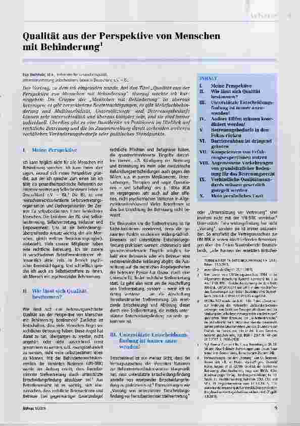 Vorschauseite 1: Qualität aus der Perspektive von Menschen mit Behinderung