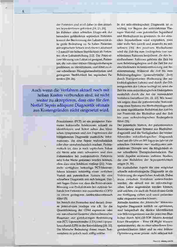 Vorschauseite 2: Eine moderne Frühdiagnostik der Sepsis gehört auf die IST!