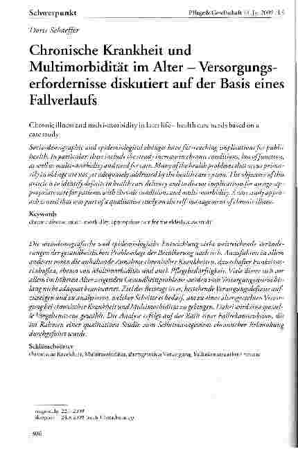 Vorschauseite 1: Chronische Krankheit und Multimorbidität im Alter - Versorgungserfordernisse diskutiert auf der Basis eines Fallverlaufs