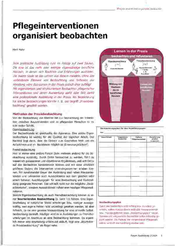 Vorschauseite 1: Pflegeinterventionen organisiert beobachten