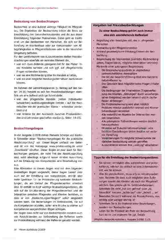 Vorschauseite 2: Pflegeinterventionen organisiert beobachten