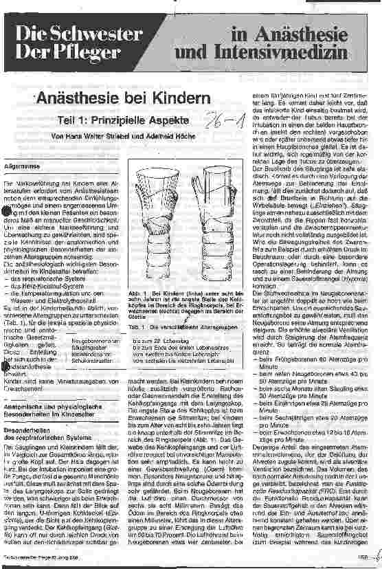 Vorschauseite 1: Anästhesie bei Kindern 1. Teil: Prinzipielle Aspekte