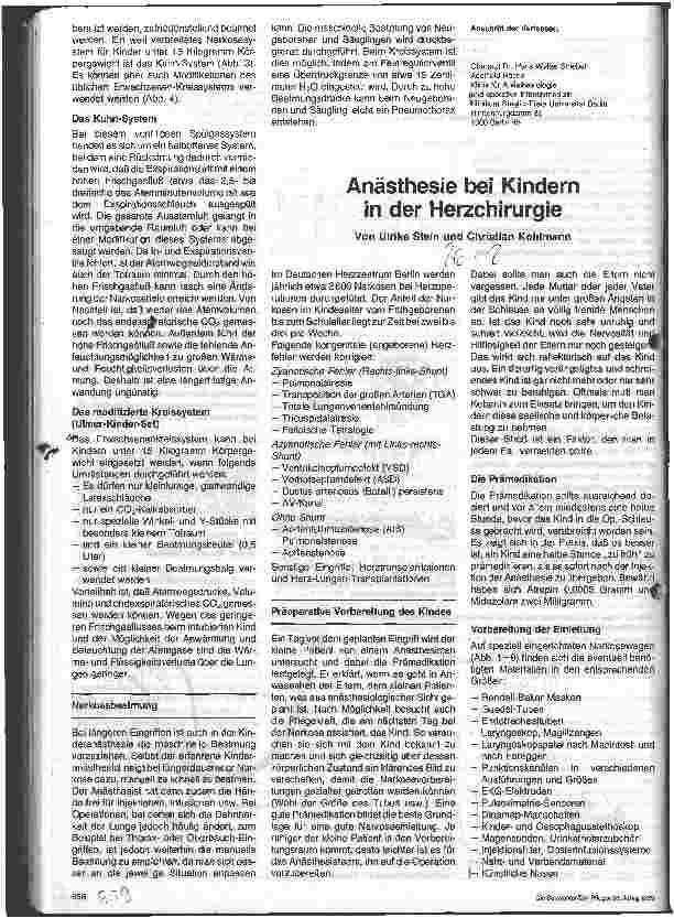 Vorschauseite 4: Anästhesie bei Kindern 1. Teil: Prinzipielle Aspekte