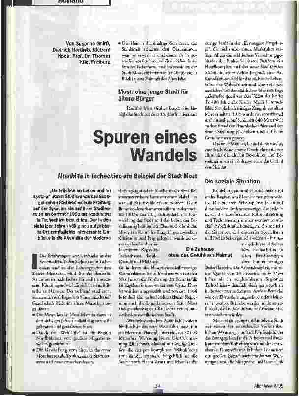 Vorschauseite 1: Spuren eines Wandels Altenhilfe in Tschechien am Beispiel der Stadt Most
