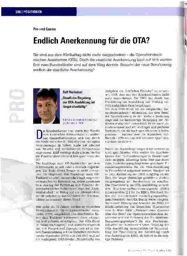 Vorschauseite 1: Endlich Anerkennung für die OTA?