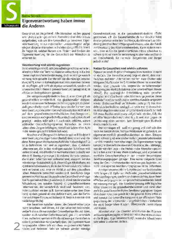 Vorschauseite 1: Eigenverantwortung haben immer die Anderen
