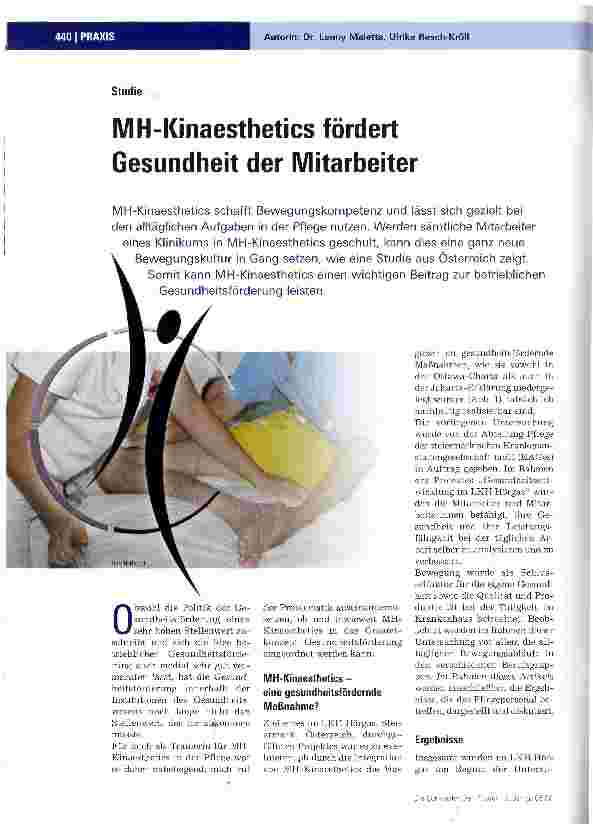 Vorschauseite 1: StudieMH-Kinaesthetics fördert Gesundheit der Mitarbeiter