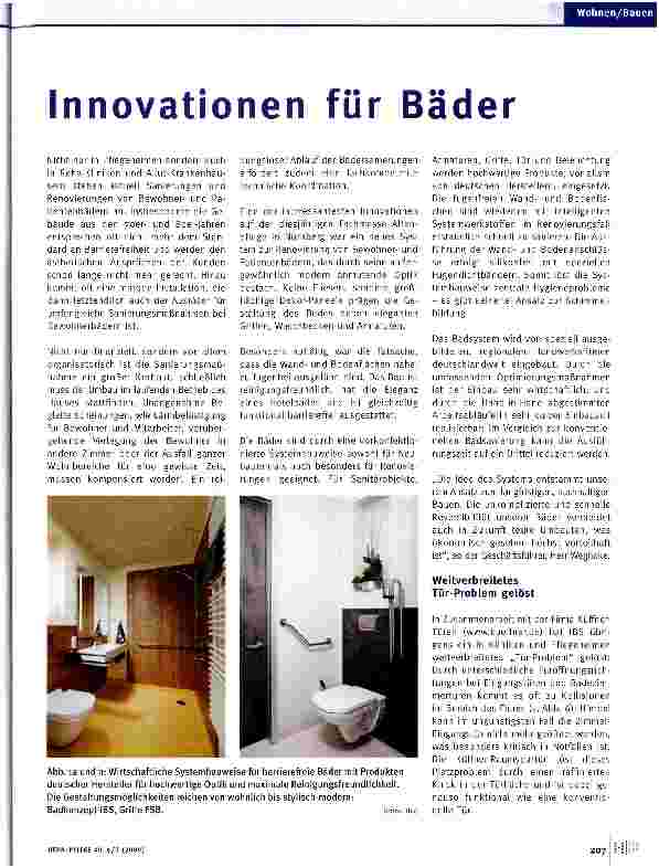 Vorschauseite 1: Innovationen für Bäder