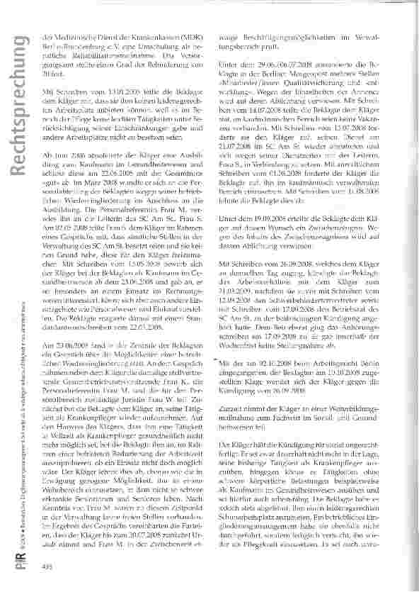 Vorschauseite 2: Betriebliches Eingliederungsmanagement bei mehr als 6-wöchiger Arbeitsunfähigkeit eines Arbeitnehmers