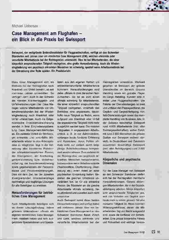Vorschauseite 1: Case Management am Flughafen - ein Blick in die Praxis bei Swissport