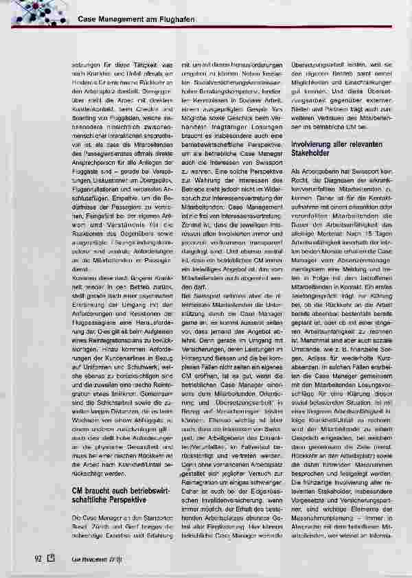 Vorschauseite 2: Case Management am Flughafen - ein Blick in die Praxis bei Swissport