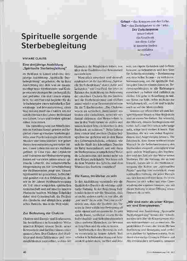 Vorschauseite 1: Spirituelle sorgende Sterbebegleitung