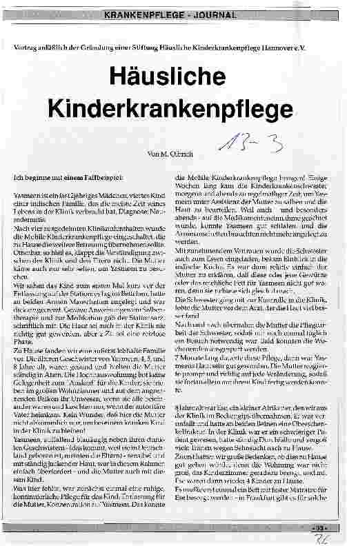 Vorschauseite 1: Häusliche Kinderkrankenpflege