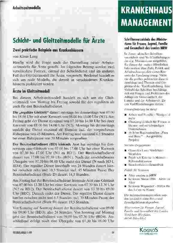 Vorschauseite 1: Schicht und Gleitzeitmodelle für Ärzte zwei praktische Beispiele aus Krankenhäusern