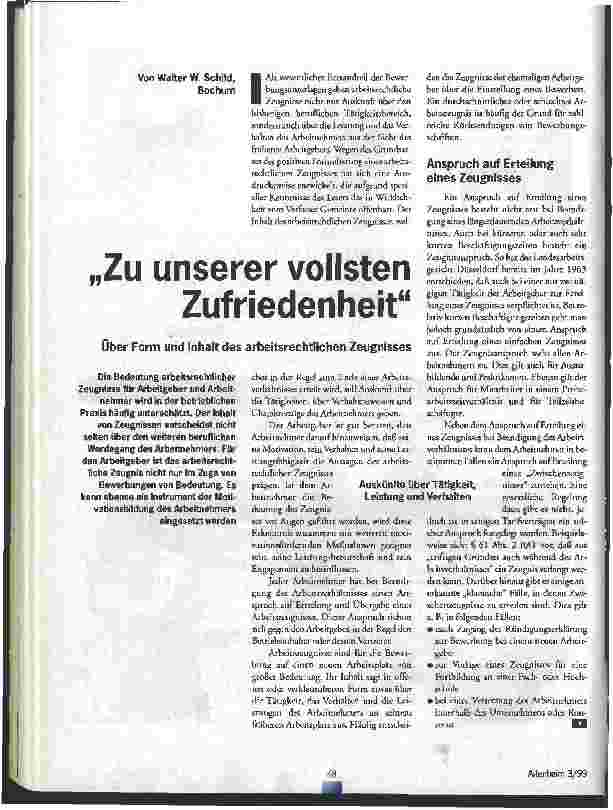 Vorschauseite 1: Zu unserer vollsten Zufriedenheit Über Form und Inhalt des arbeitsrechtlichen Zeugnisses