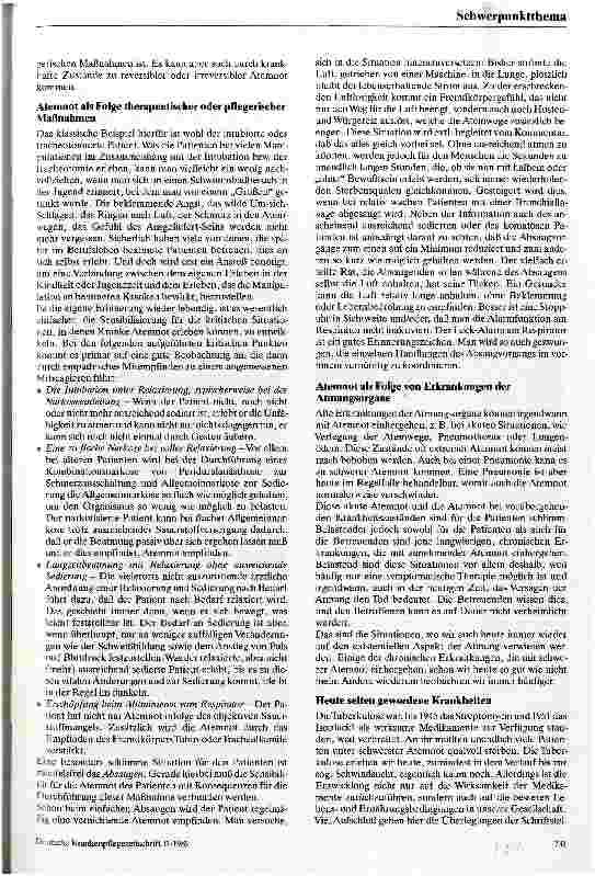 Vorschauseite 2: Atemnot Gedanken zu einem in der Pflege alltäglichen Phänomen