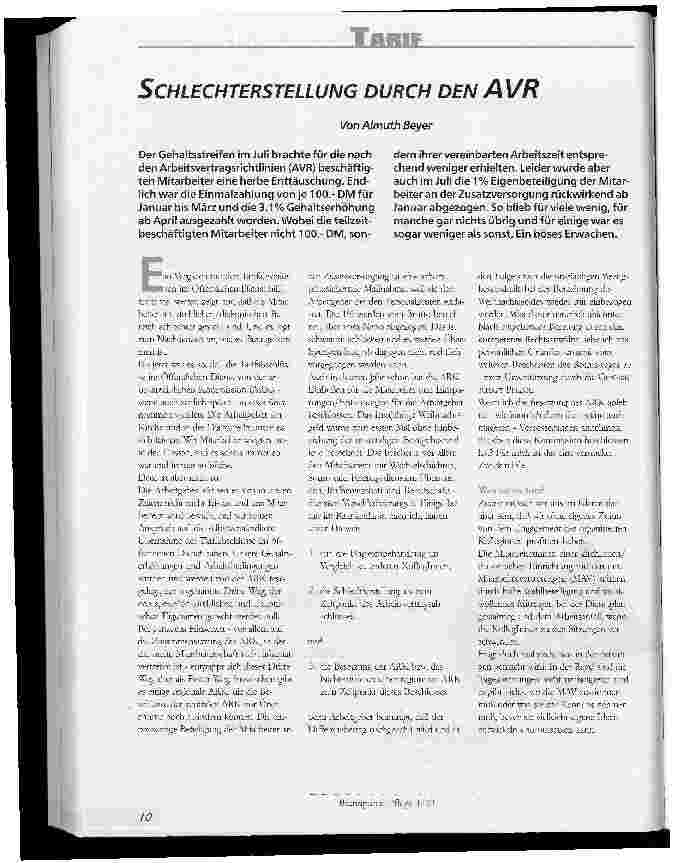 Vorschauseite 1: Schlechterstellung durch den AVR