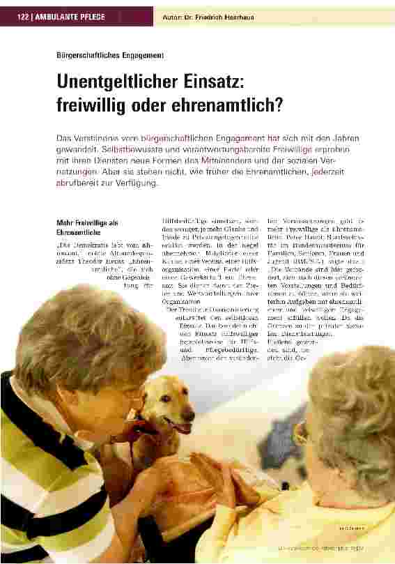 Vorschauseite 1: Unentgeltlicher Einsatz: freiwillig oder ehrenamtlich?
