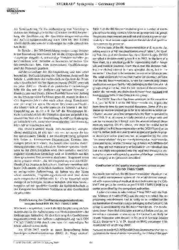 Vorschauseite 5: Rechtliche Grundlagen der Aufbereitung vonMedizinprodukten und Anwendungsmöglichkeitender H2O2 Gas Plasma Sterilisation mit STERRAD®