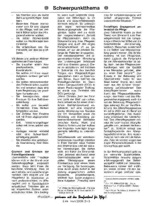 Vorschauseite 2: Ehrenamt ade? - Oder gibt es Hoffnung für privates soziales Engagement?