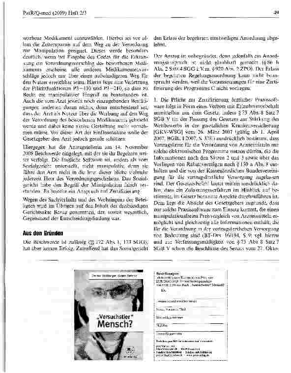 Vorschauseite 3: Praxissoftware für Ärzte muss frei von manipulativer Werbung sein