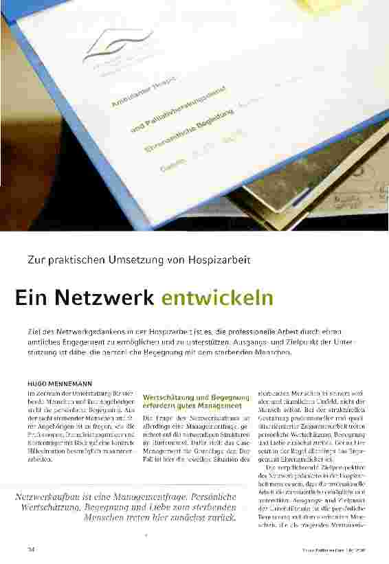 Vorschauseite 1: Zur praktischen Umsetzung von HospizarbeitEin Netzwerk entwickeln