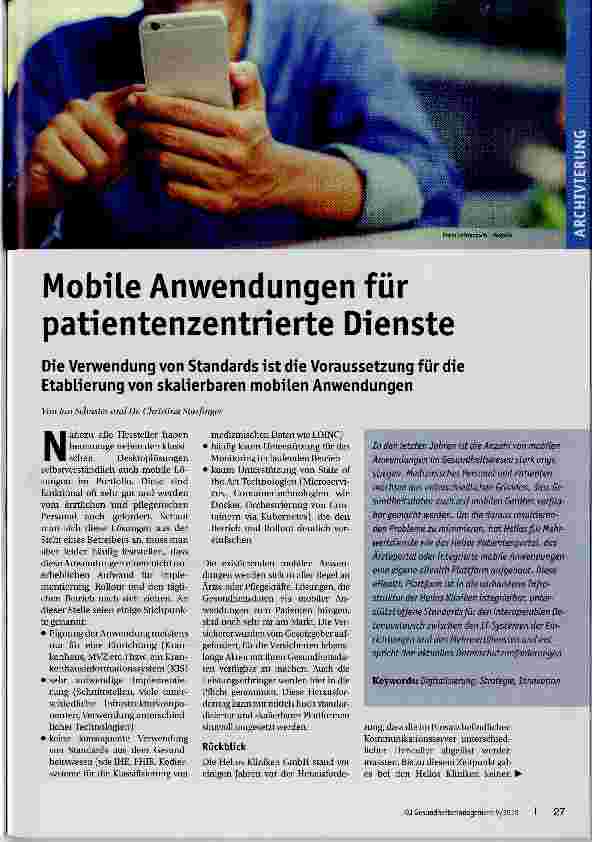 Vorschauseite 1: Mobile Anwendungen für patientenzentrierte Dienste