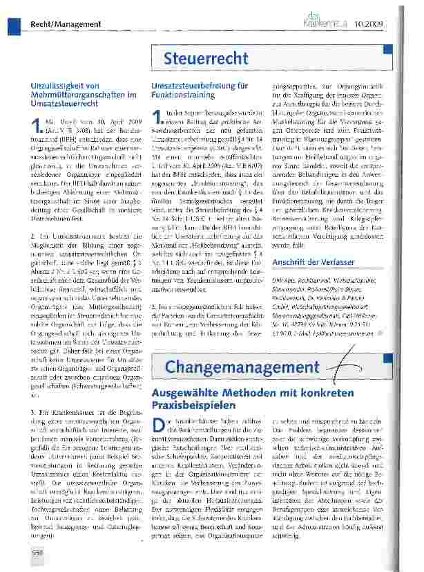 Vorschauseite 1: Umsatzsteuerbefreiung für Funktionstraining
