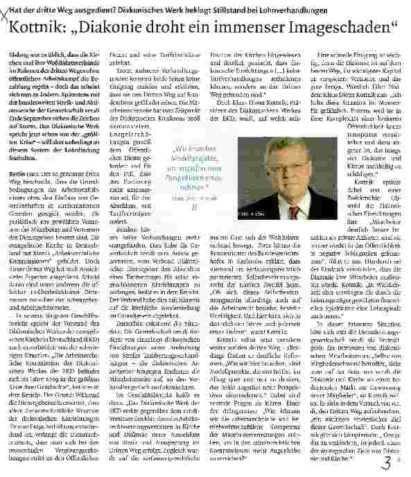 Vorschauseite 1: Kottnik: „Diakonie droht ein immenser Imageschaden