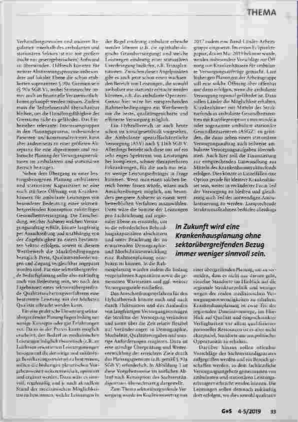 Vorschauseite 6: Populationsbezogene Krankenhausplanung Keine Chance für kleine Häuser?