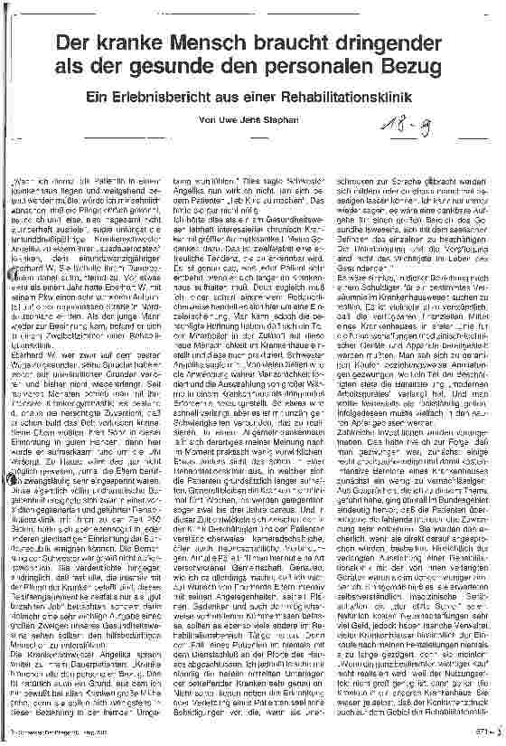 Vorschauseite 1: Der kranke Mensch braucht dringender als der gesunde den personalen Bezug