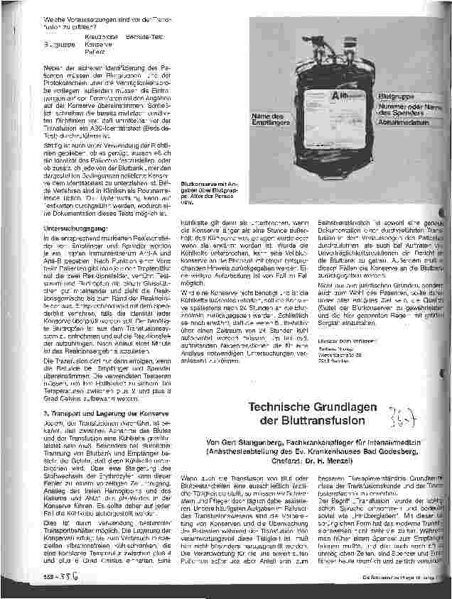 Vorschauseite 1: Technische Grundlagen der Bluttransfusion