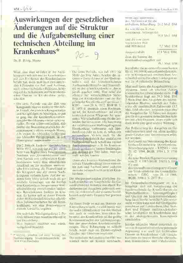 Vorschauseite 1: Auswirkungen der gesetzlichen Änderungen auf die Struktur und die Aufgabenstellung einer technischen Abteilung im Krankenhaus