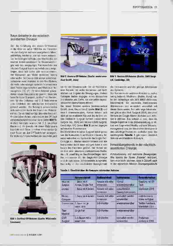 Vorschauseite 2: Trends in der robotisch assistierten Chirurgie