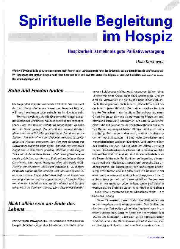 Vorschauseite 1: Spirituelle Begleitung im Hospiz