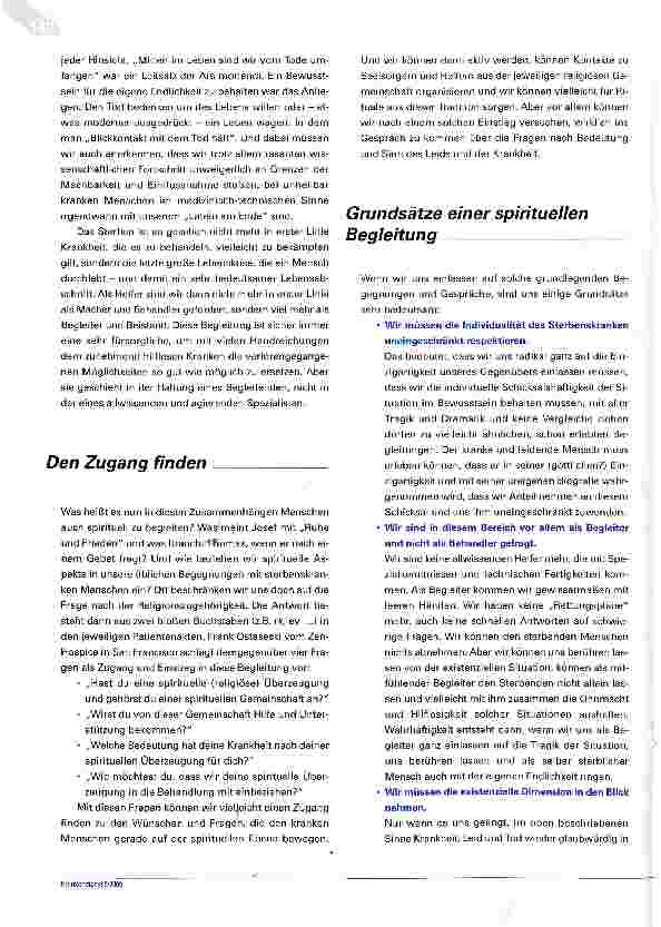 Vorschauseite 2: Spirituelle Begleitung im Hospiz