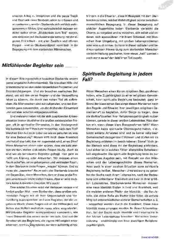 Vorschauseite 3: Spirituelle Begleitung im Hospiz
