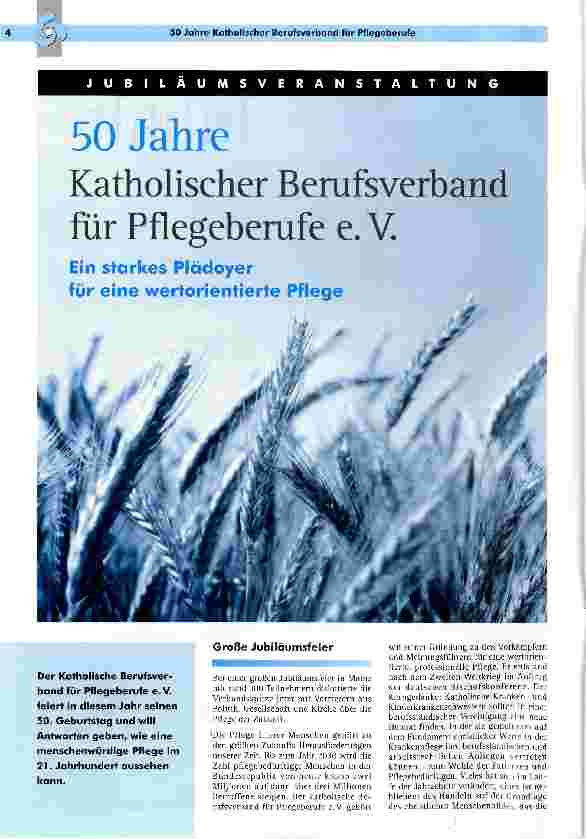 Vorschauseite 1: 50 Jahre Katholischer Berufsverband für Pflegeberufe e. V.