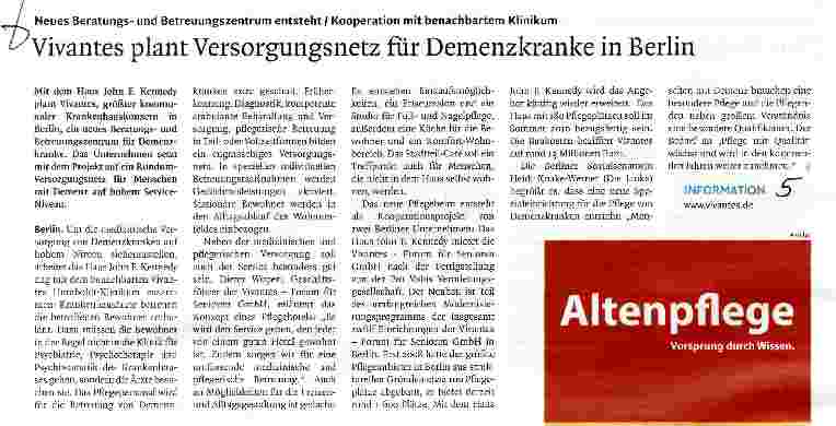 Vorschauseite 1: Vivantes plant Versorgungsnetz für Demenzkranke in Berlin