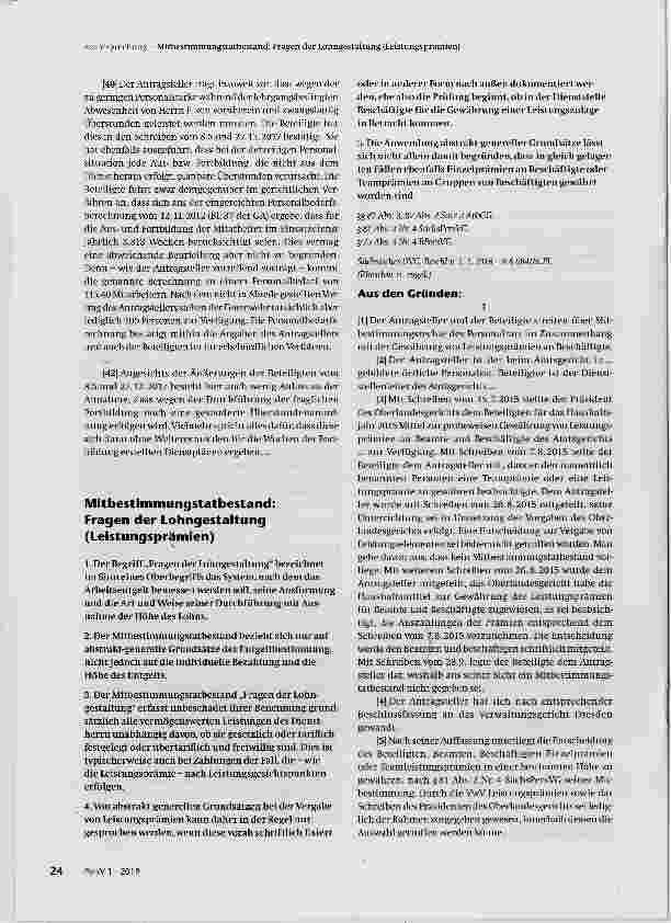 Vorschauseite 4: Rechtsanwaltskosten eines PersonalratsMitbestimmung bei der Anordnung von Überstunden